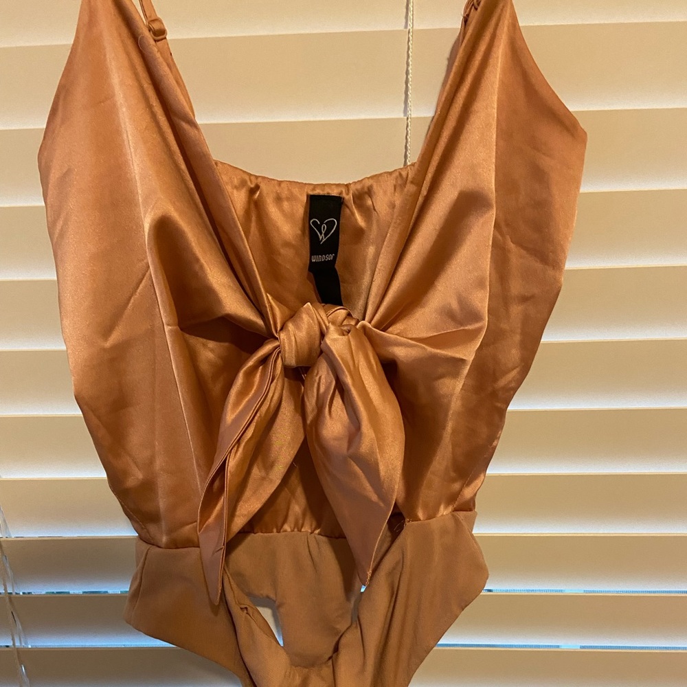 Tie Pink Silk Bodysuit